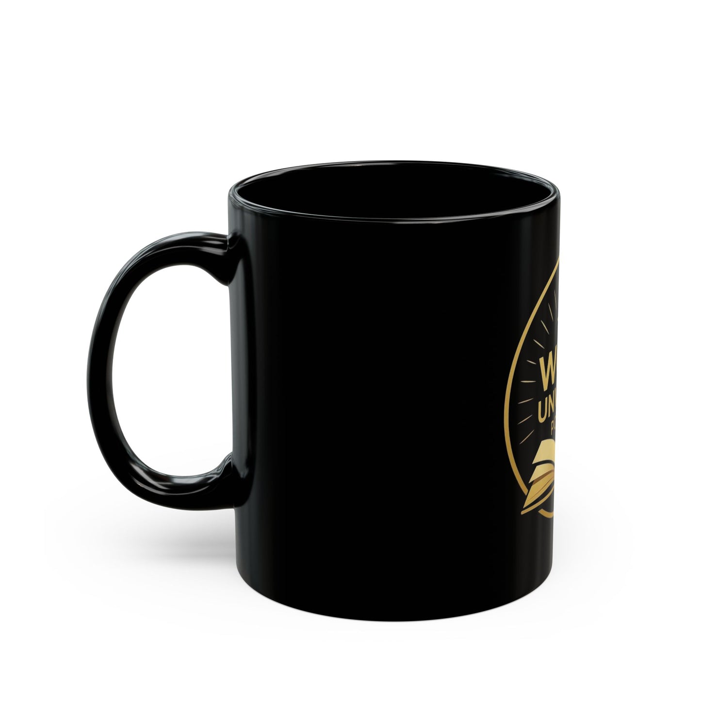 Podcast-Themed Black Mug | The Word Unveiled Coffee Cup, Gift for Podcasters, Unique Tea Mug, Black Ceramic Drinkware, Podcast Lover