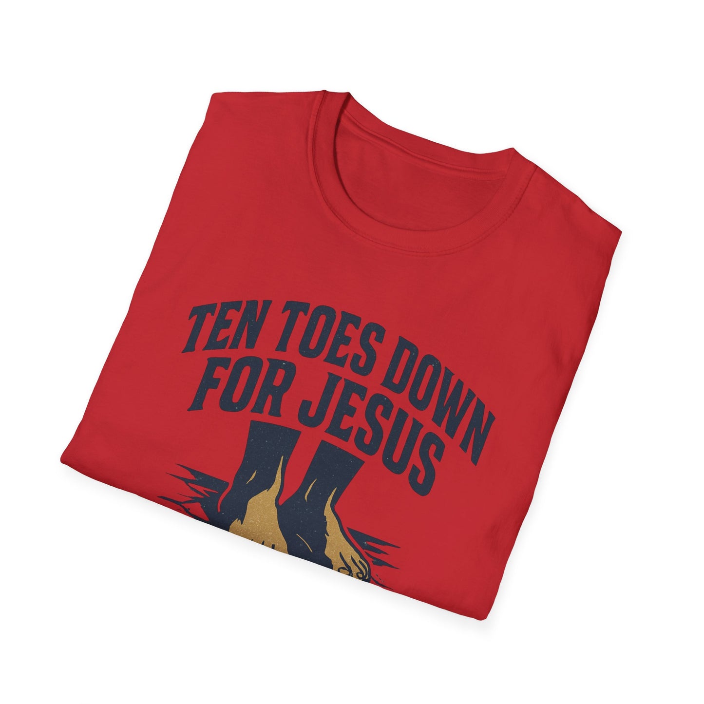 Faith-Inspired Unisex T-Shirt - "Ten Toes Down for Jesus" - Comfortable, Casual Wear for Christian Events, Gifts, and Everyday Faith