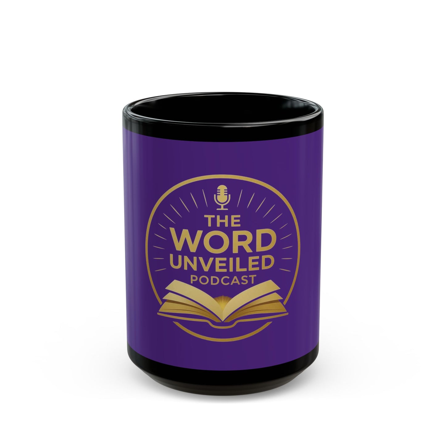 Podcast-Themed Black Mug | The Word Unveiled Coffee Cup, Gift for Podcasters, Unique Tea Mug, Black Ceramic Drinkware, Podcast Lover